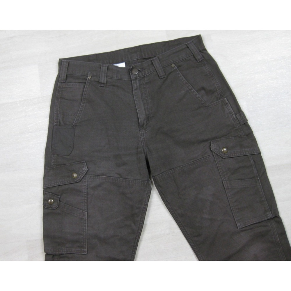 Carhartt Ripstop Cargo Work Pants Men's (33x29) Loose Fit Brown Double Knee - Picture 3 of 14